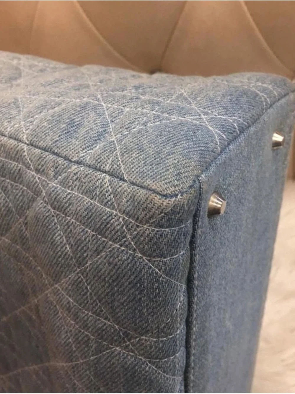 Dior Denim Blue Cannage Satchel with Clear Handles